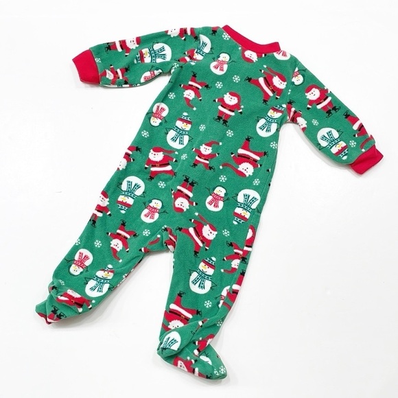 Carter's Christmas print fleece baby footie - Picture 2 of 3